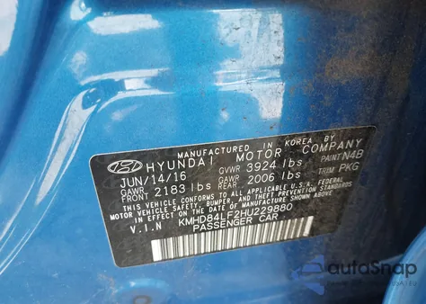 2017 Hyundai Elantra Limited z USA, uszkodzony, nr VIN KMHD84LF2HU229880